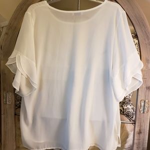 Off White semi sheer Blouse 14/16